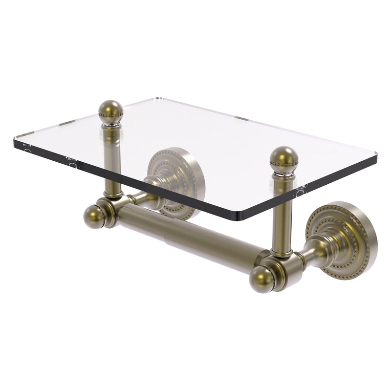 Dottingham Collection Two Post Toilet Tissue Holder with Glass Shelf