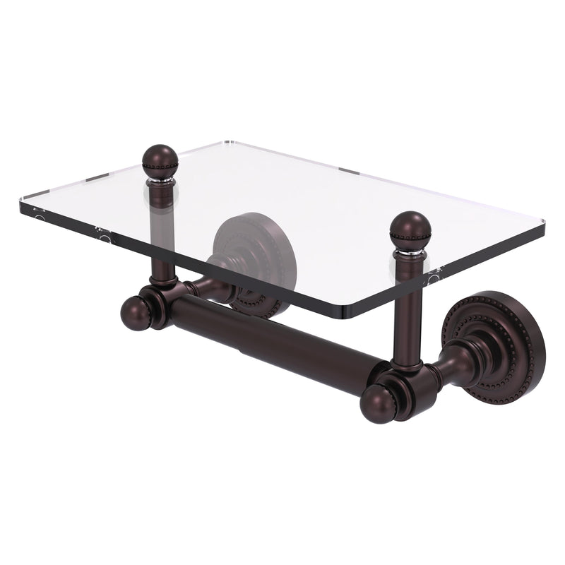 Dottingham Collection Two Post Toilet Tissue Holder with Glass Shelf