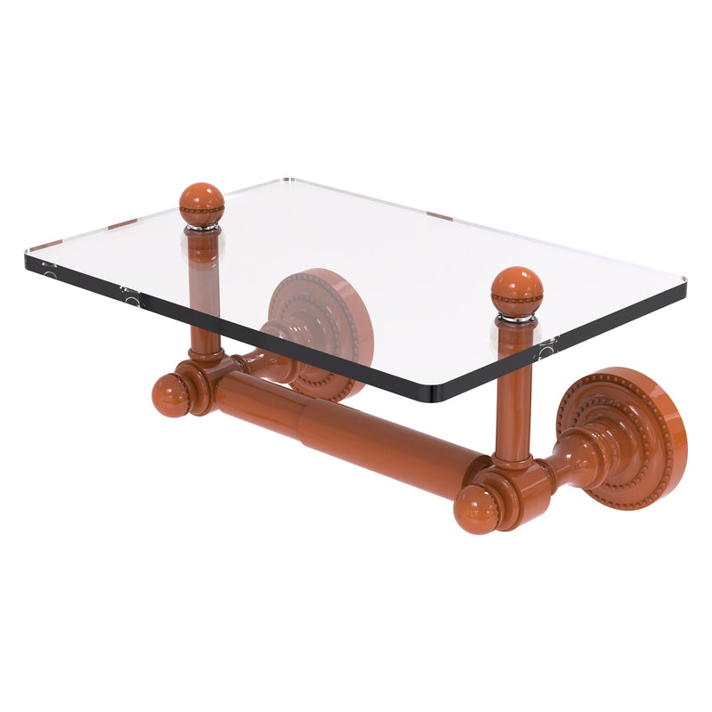 Dottingham Collection Two Post Toilet Tissue Holder with Glass Shelf