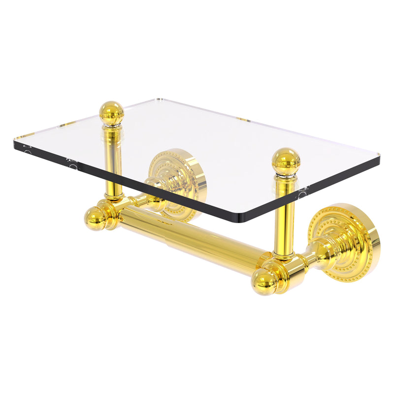 Dottingham Collection Two Post Toilet Tissue Holder with Glass Shelf