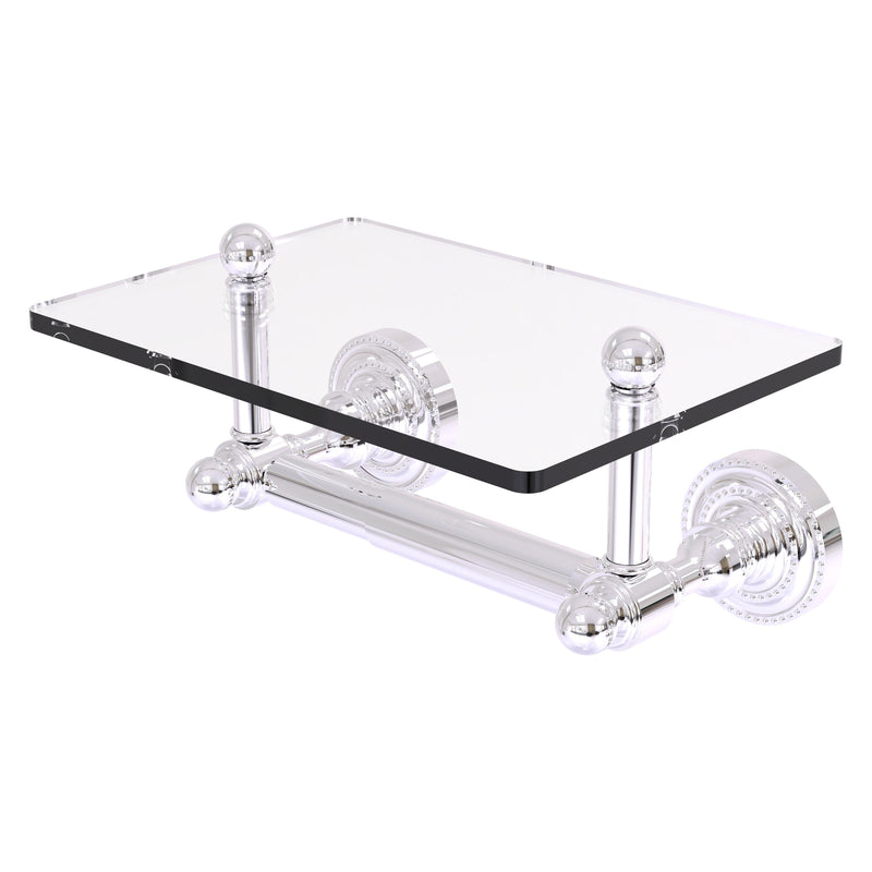 Dottingham Collection Two Post Toilet Tissue Holder with Glass Shelf