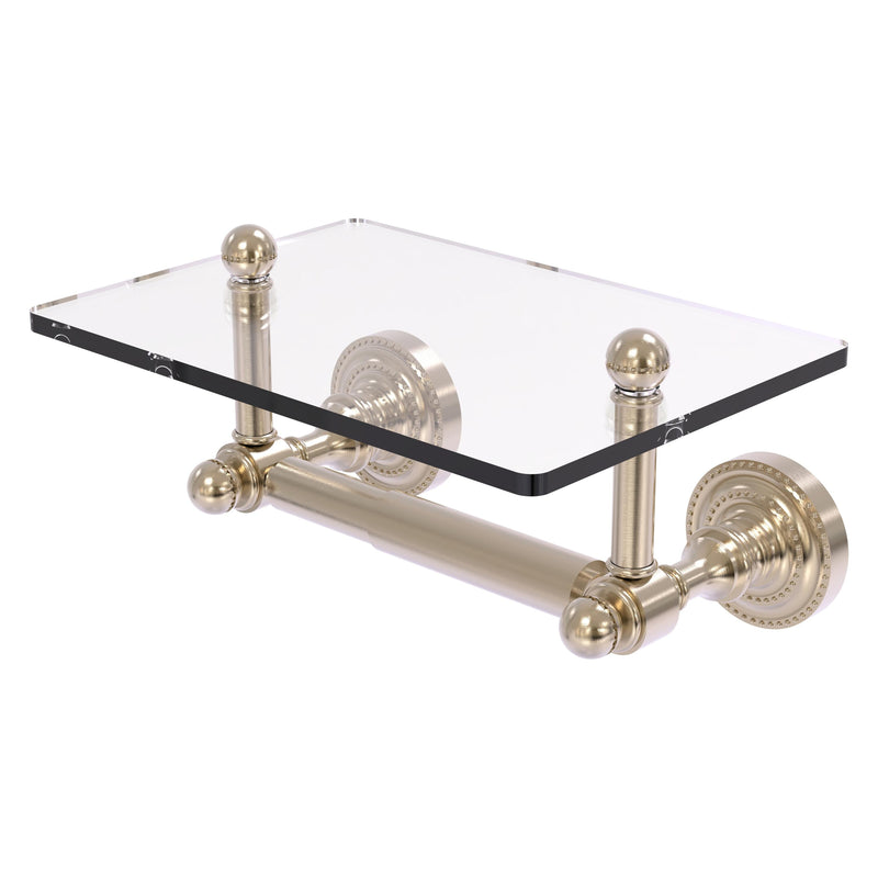 Dottingham Collection Two Post Toilet Tissue Holder with Glass Shelf