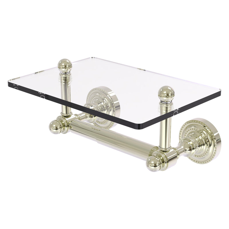 Dottingham Collection Two Post Toilet Tissue Holder with Glass Shelf