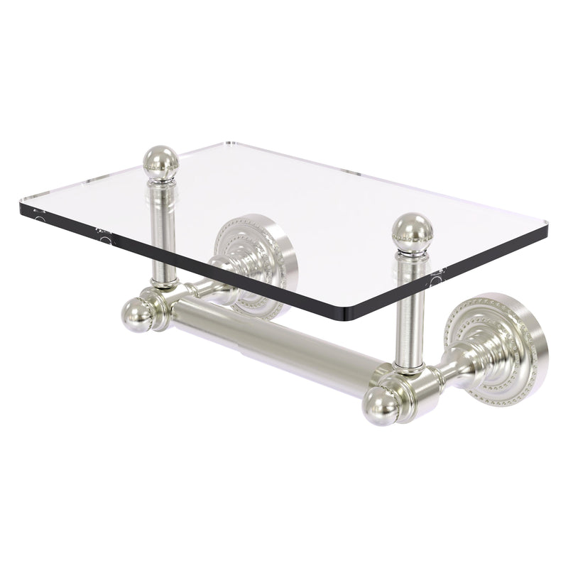 Dottingham Collection Two Post Toilet Tissue Holder with Glass Shelf