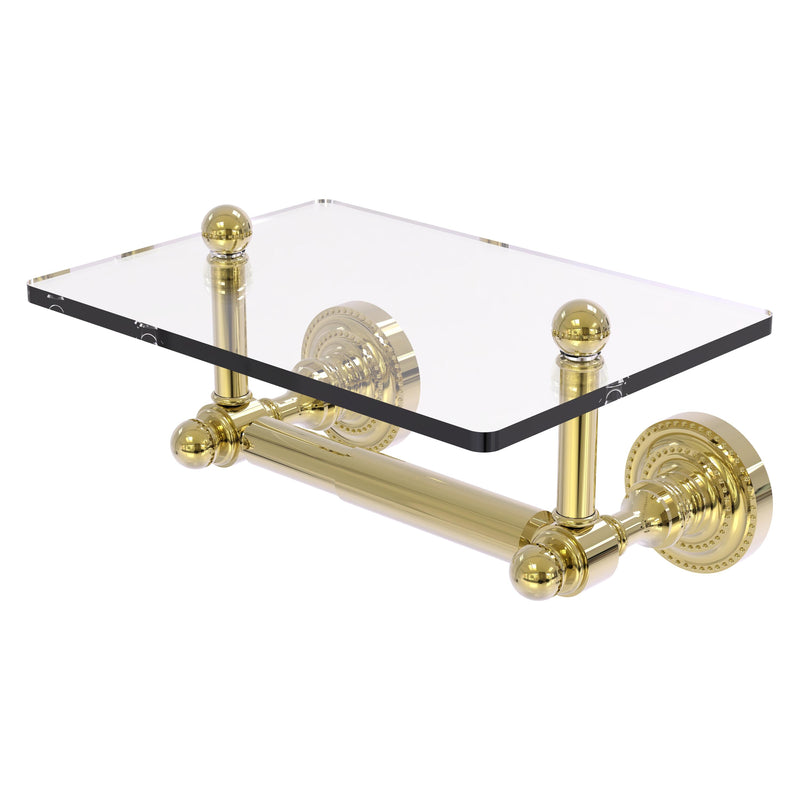 Dottingham Collection Two Post Toilet Tissue Holder with Glass Shelf