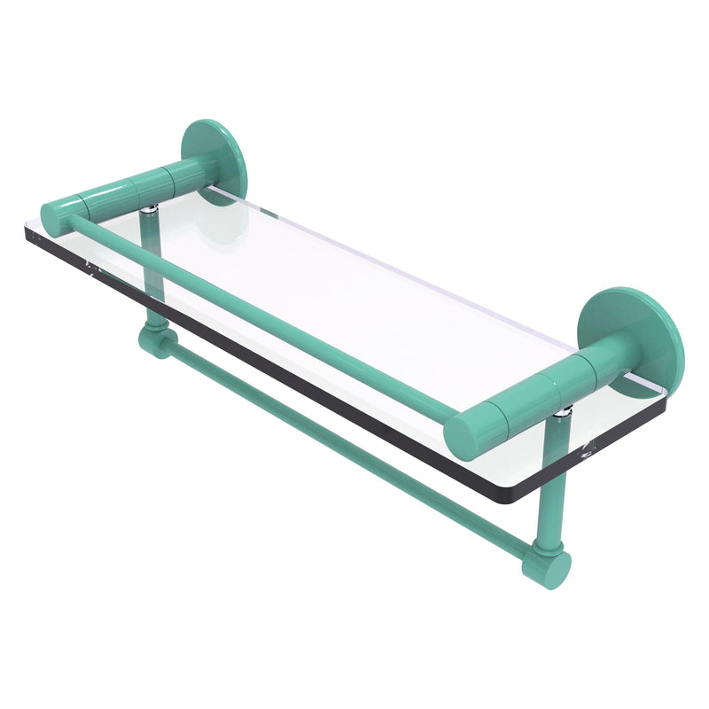 Fresno Collection Glass Shelf with Vanity Rail and Integrated Towel Bar