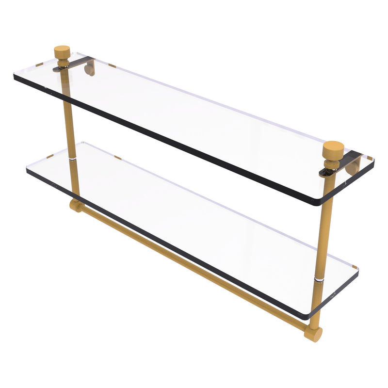 Foxtrot Collection Two Tiered Glass Shelf with Integrated Towel Bar