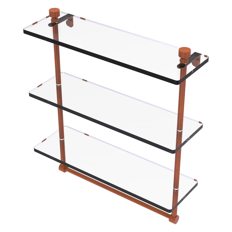 Foxtrot Collection Triple Tiered Glass Shelf with Integrated Towel Bar