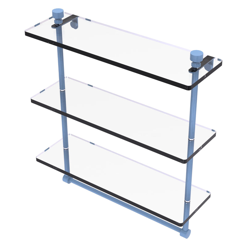 Foxtrot Collection Triple Tiered Glass Shelf with Integrated Towel Bar