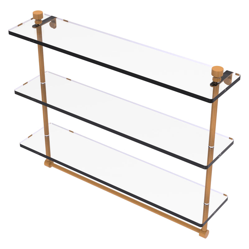 Foxtrot Collection Triple Tiered Glass Shelf with Integrated Towel Bar