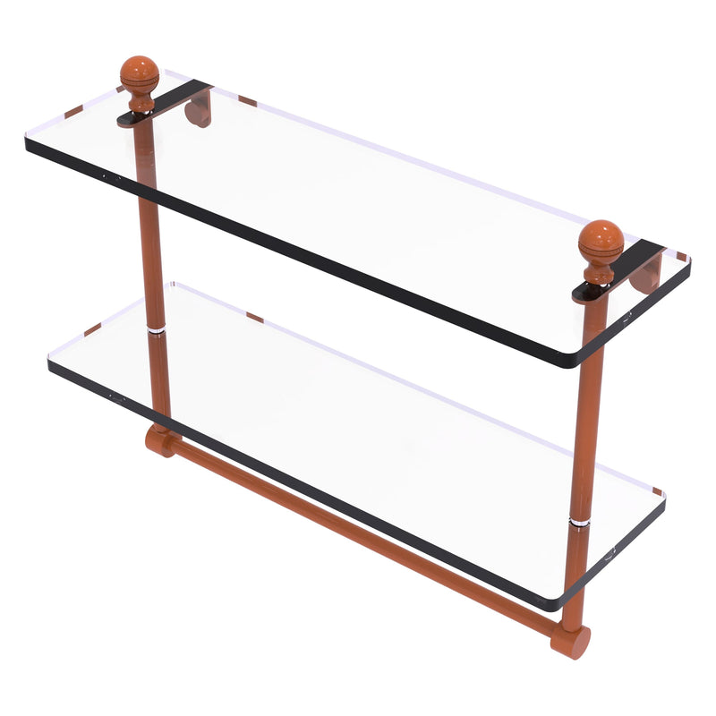 Mambo Collection Two Tiered Glass Shelf with Integrated Towel Bar