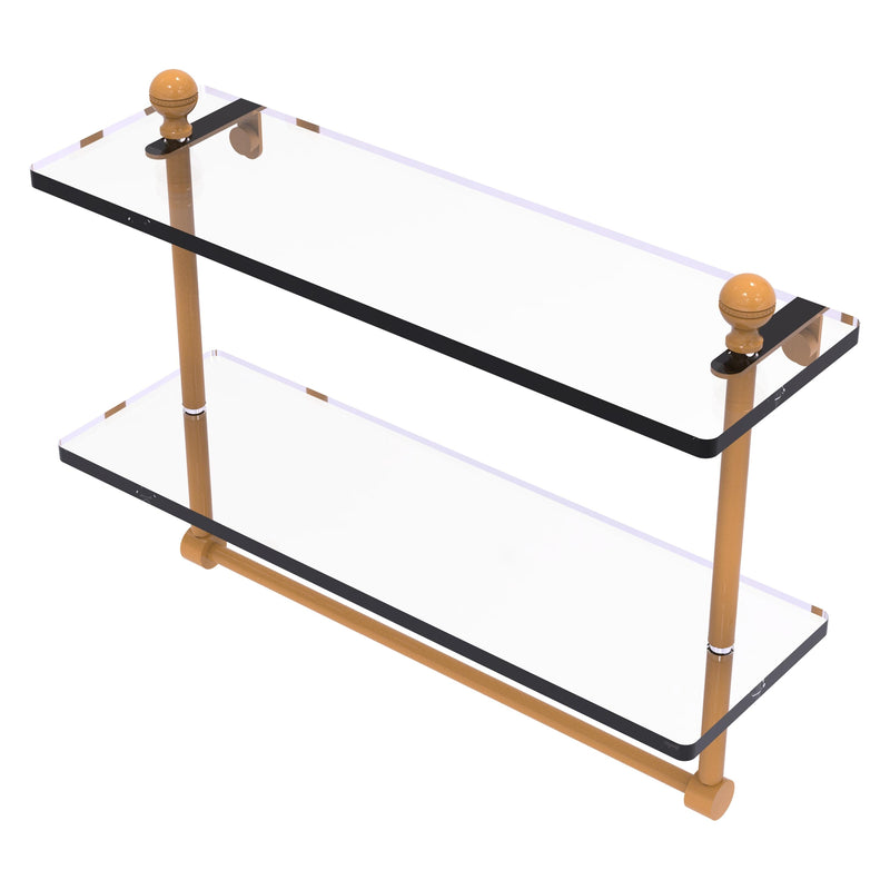 Mambo Collection Two Tiered Glass Shelf with Integrated Towel Bar