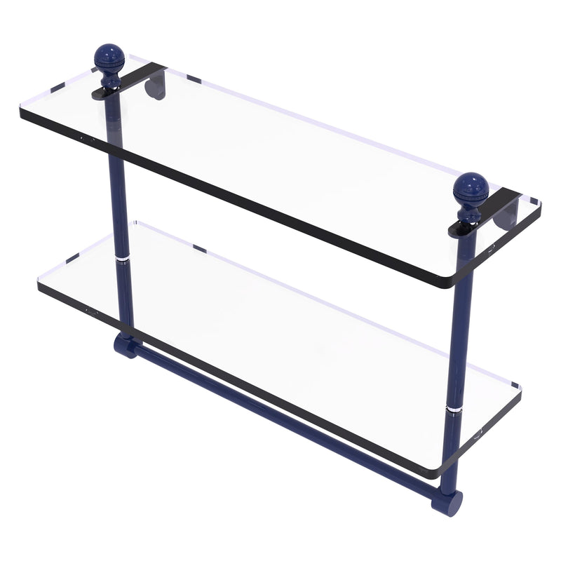 Mambo Collection Two Tiered Glass Shelf with Integrated Towel Bar