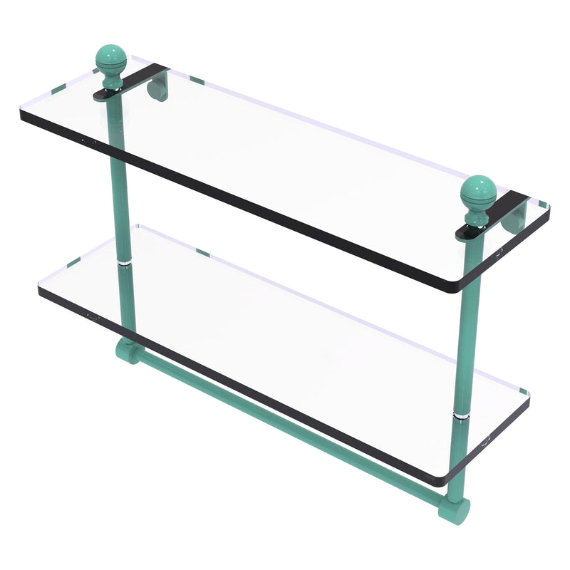 Mambo Collection Two Tiered Glass Shelf with Integrated Towel Bar