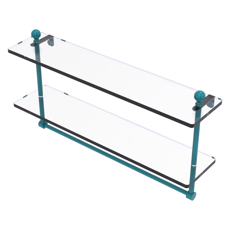 Mambo Collection Two Tiered Glass Shelf with Integrated Towel Bar