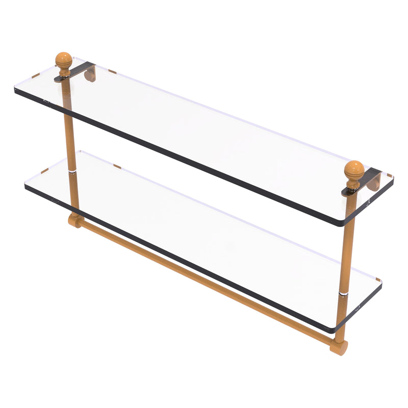 Mambo Collection Two Tiered Glass Shelf with Integrated Towel Bar