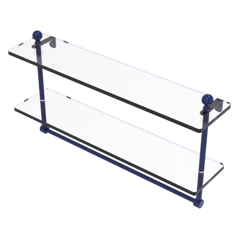 Mambo Collection Two Tiered Glass Shelf with Integrated Towel Bar