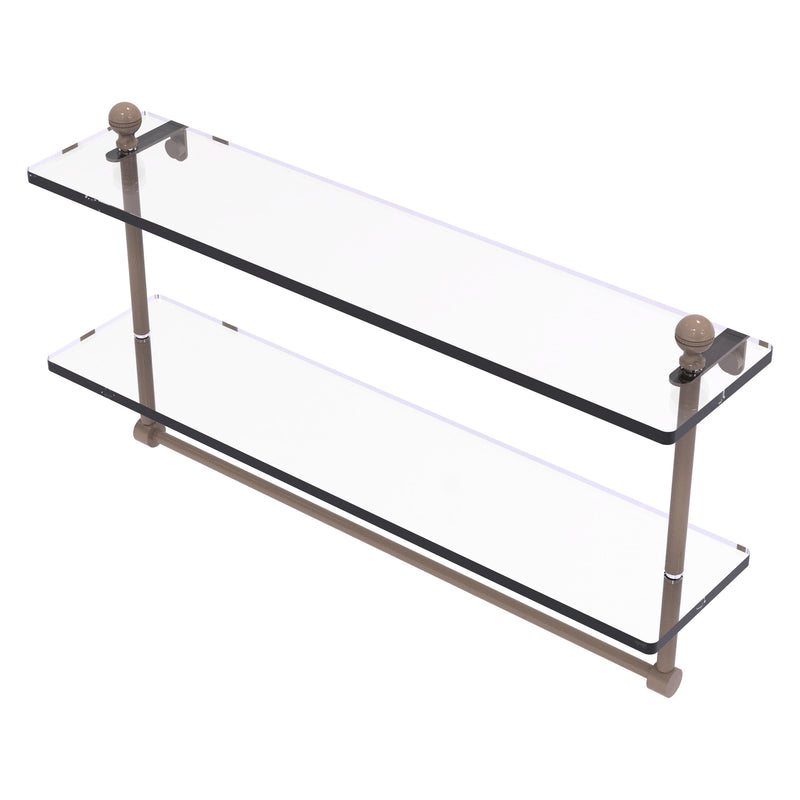 Mambo Collection Two Tiered Glass Shelf with Integrated Towel Bar