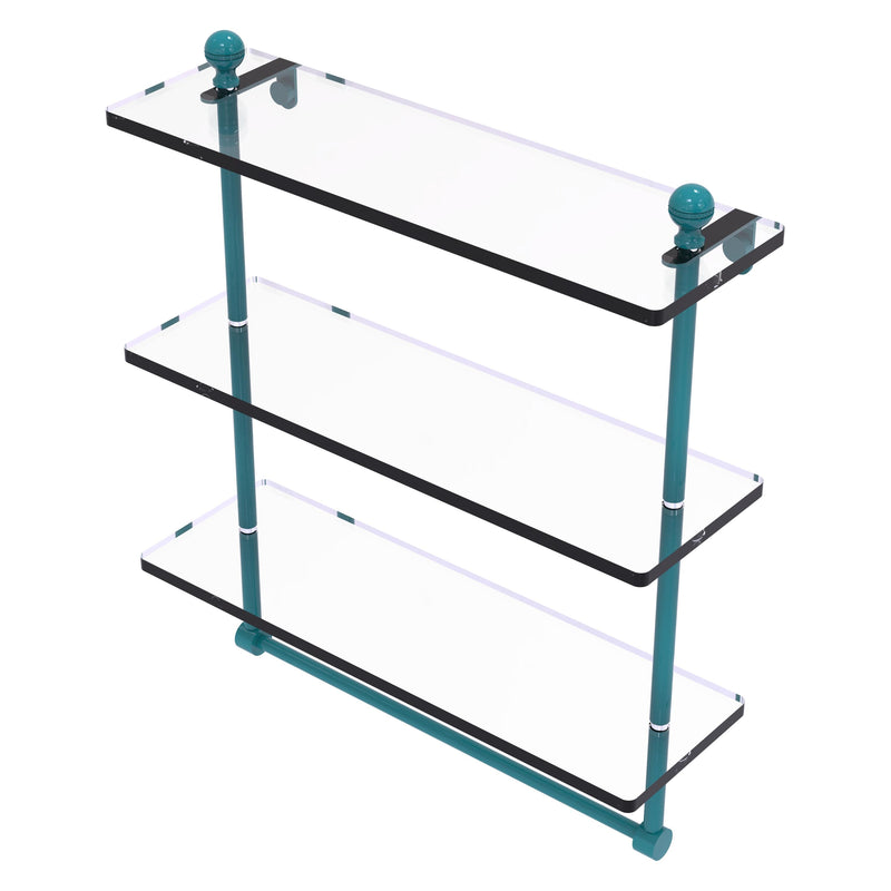 Mambo Collection Triple Tiered Glass Shelf with Integrated Towel Bar