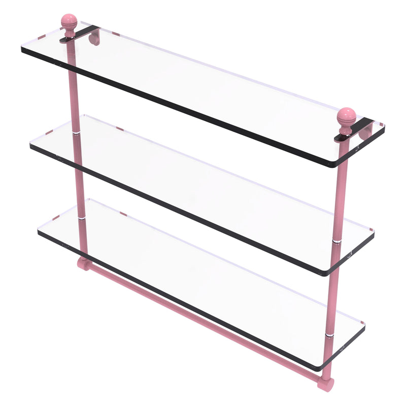 Mambo Collection Triple Tiered Glass Shelf with Integrated Towel Bar