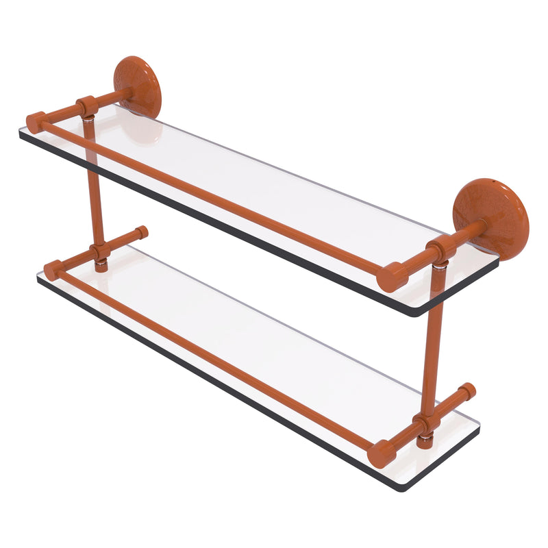 Monte Carlo Collection Double Glass Shelf with Gallery Rail