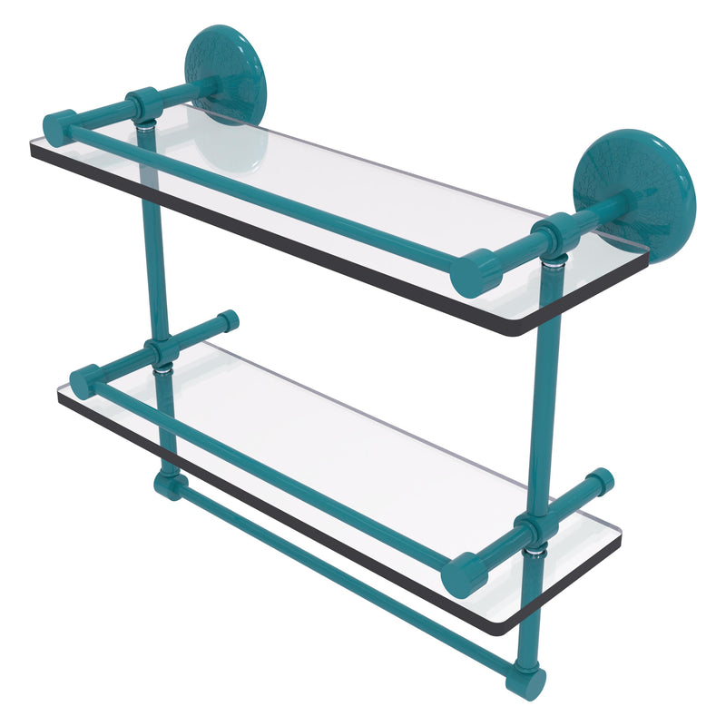 Monte Carlo Collection Double Glass Gallery Rail Shelf with Towel Bar