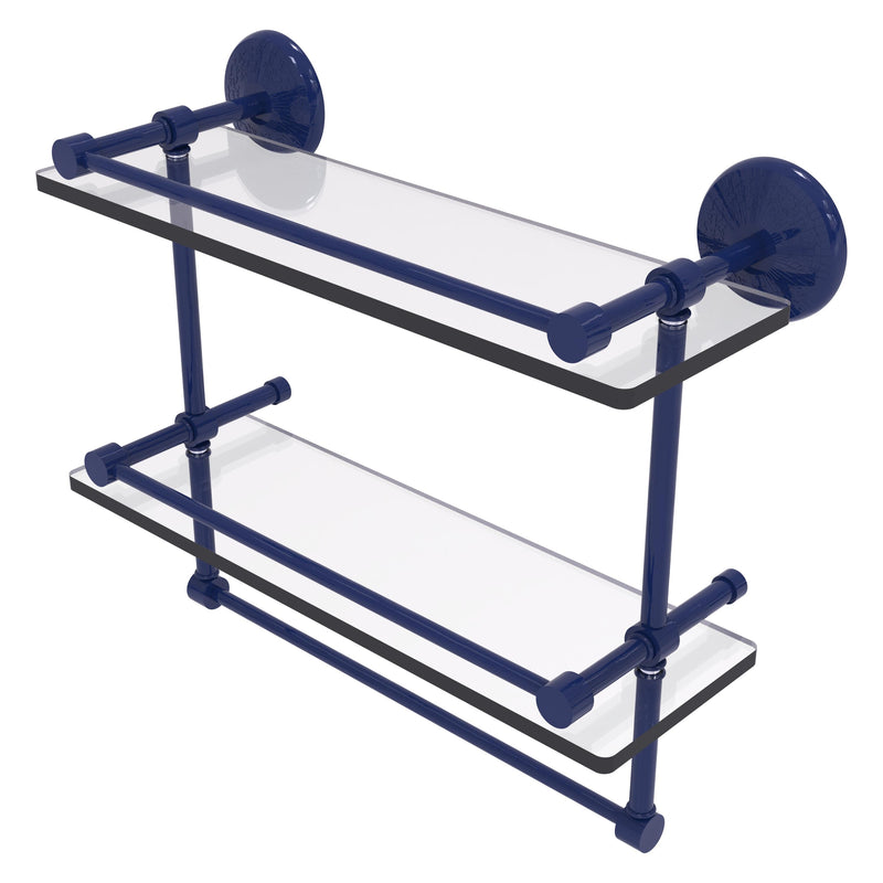 Monte Carlo Collection Double Glass Gallery Rail Shelf with Towel Bar