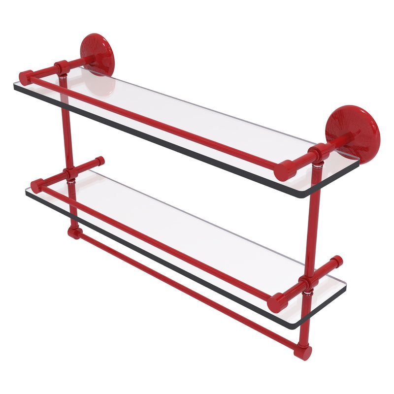 Monte Carlo Collection Double Glass Gallery Rail Shelf with Towel Bar