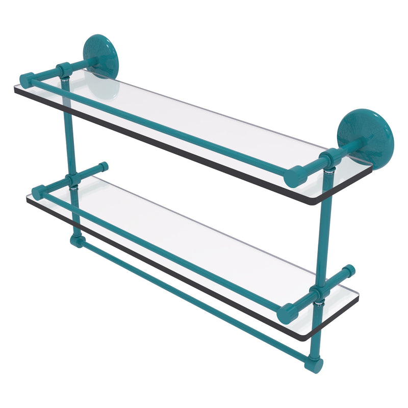 Monte Carlo Collection Double Glass Gallery Rail Shelf with Towel Bar