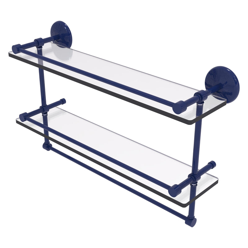 Monte Carlo Collection Double Glass Gallery Rail Shelf with Towel Bar