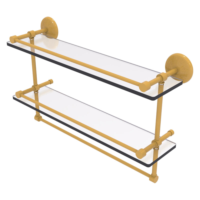 Monte Carlo Collection Double Glass Gallery Rail Shelf with Towel Bar