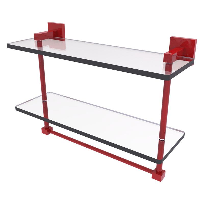 Montero Collection Two Tiered Glass Shelf with Integrated Towel Bar