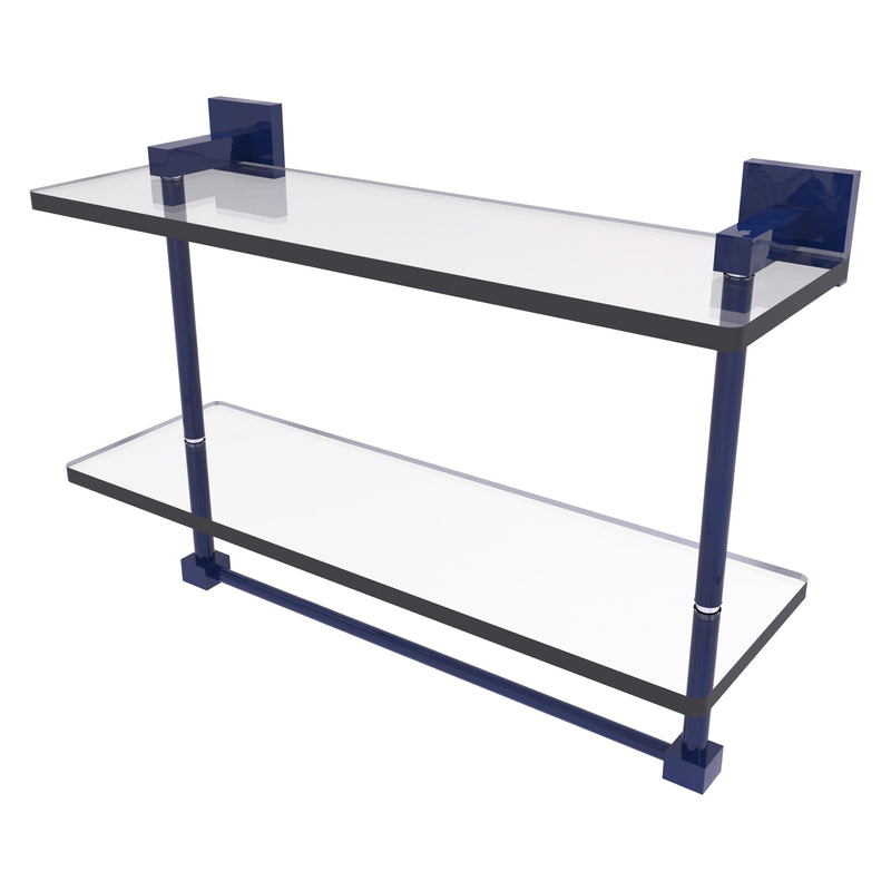 Montero Collection Two Tiered Glass Shelf with Integrated Towel Bar