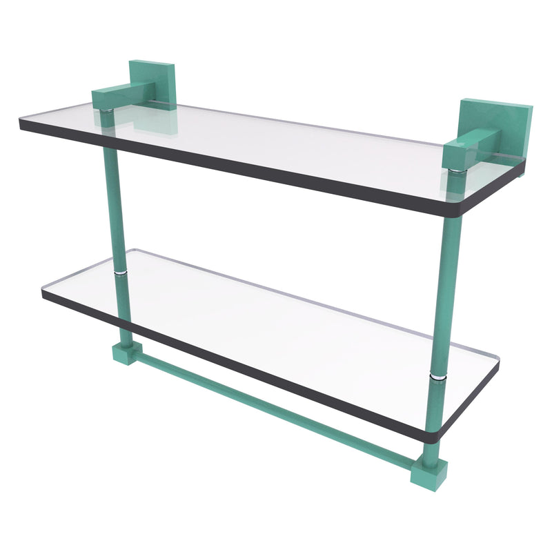 Montero Collection Two Tiered Glass Shelf with Integrated Towel Bar