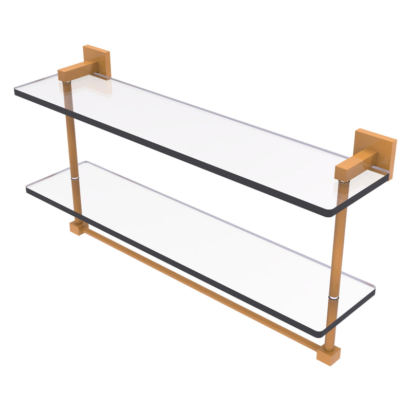 Montero Collection Two Tiered Glass Shelf with Integrated Towel Bar