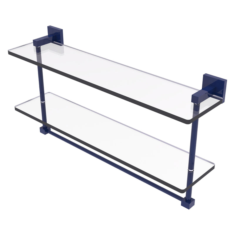 Montero Collection Two Tiered Glass Shelf with Integrated Towel Bar