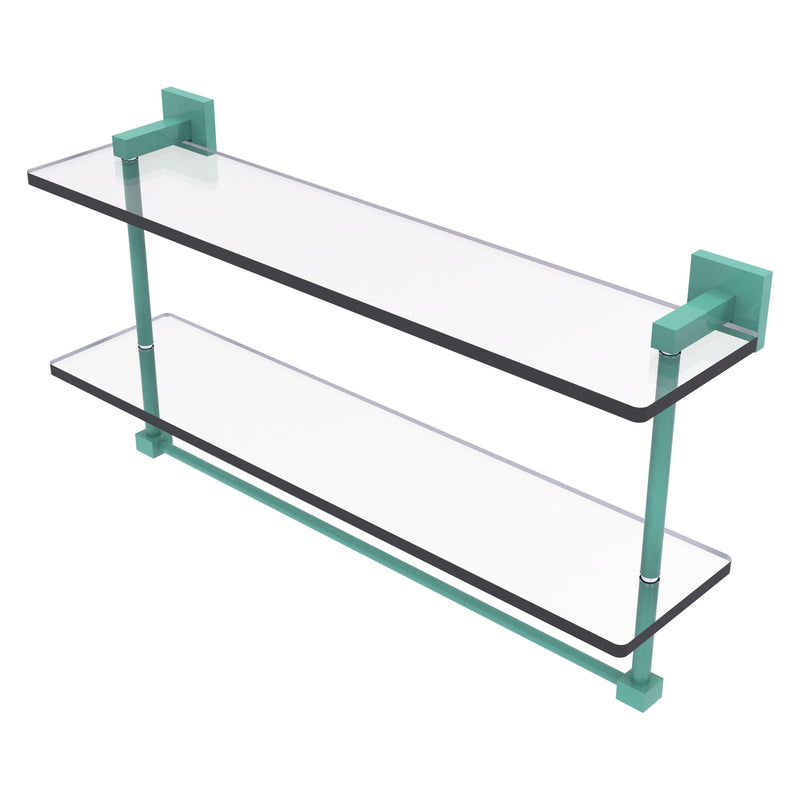 Montero Collection Two Tiered Glass Shelf with Integrated Towel Bar