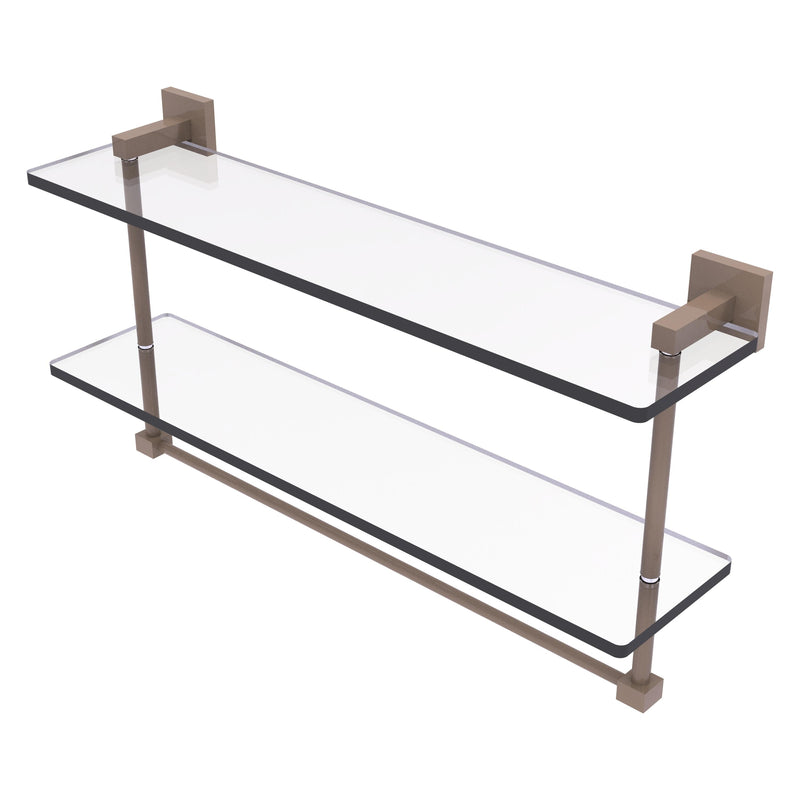 Montero Collection Two Tiered Glass Shelf with Integrated Towel Bar