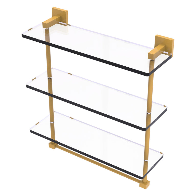 Montero Collection Triple Tiered Glass Shelf with integrated towel bar