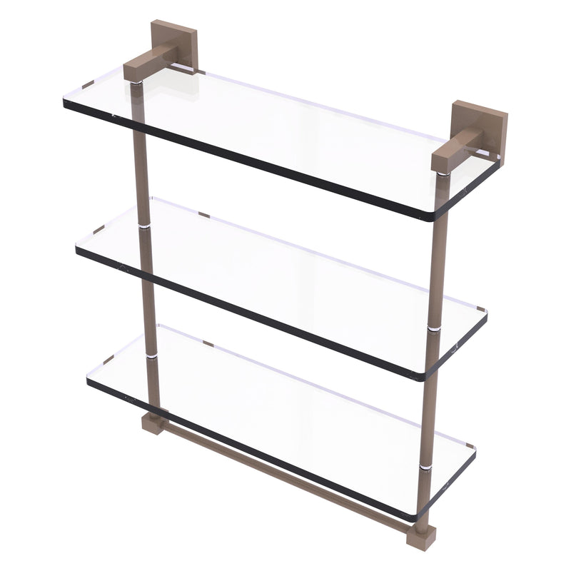 Montero Collection Triple Tiered Glass Shelf with integrated towel bar