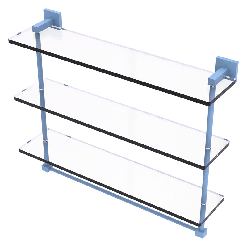 Montero Collection Triple Tiered Glass Shelf with integrated towel bar