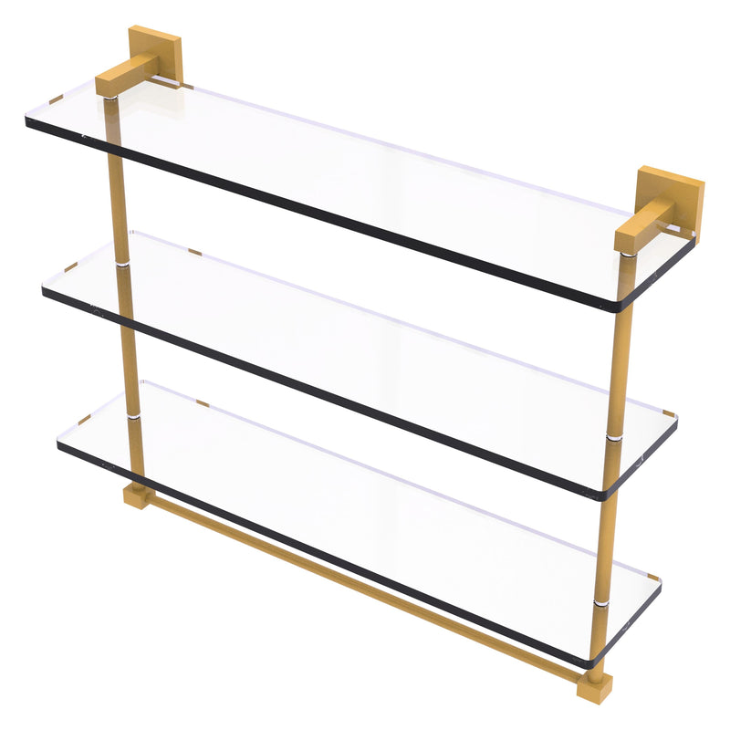 Montero Collection Triple Tiered Glass Shelf with integrated towel bar