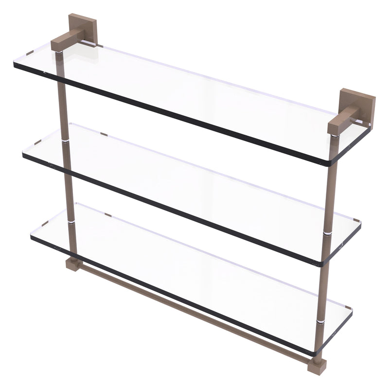 Montero Collection Triple Tiered Glass Shelf with integrated towel bar