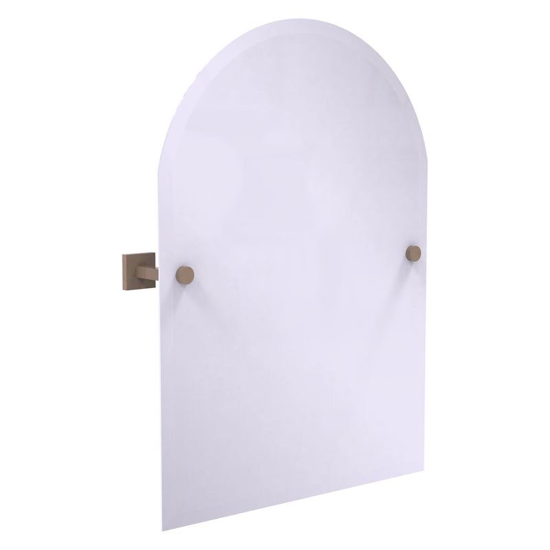 Montero Collection Contemporary Frameless Arched Top Tilt Mirror with Beveled Edge