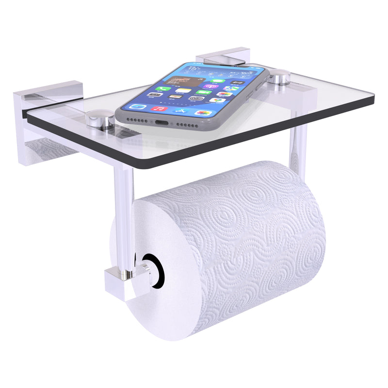 Montero 2 Post Toilet Paper Holder with Glass Shelf