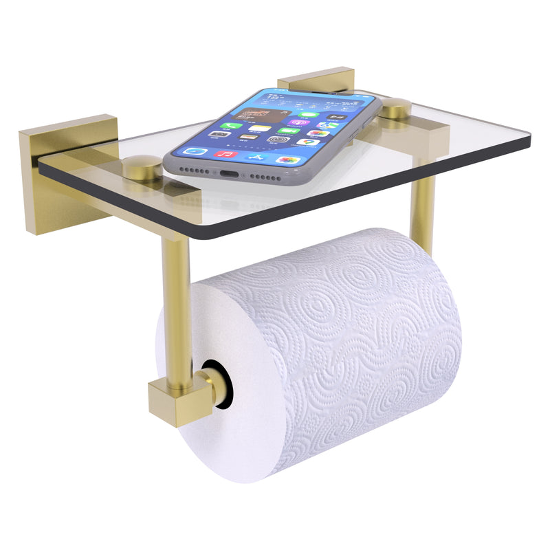 Montero 2 Post Toilet Paper Holder with Glass Shelf