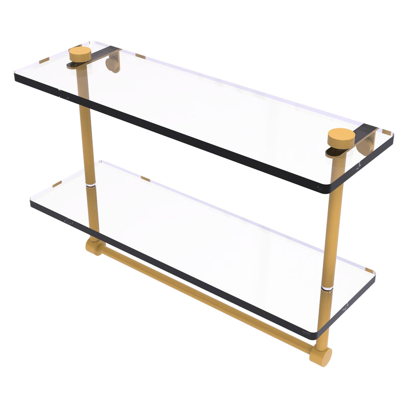 Two Tiered Glass Shelf with Integrated Towel Bar