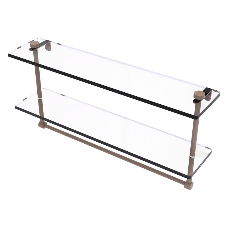 Two Tiered Glass Shelf with Integrated Towel Bar