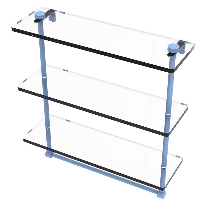 Triple Tiered Glass Shelf with Integrated Towel Bar