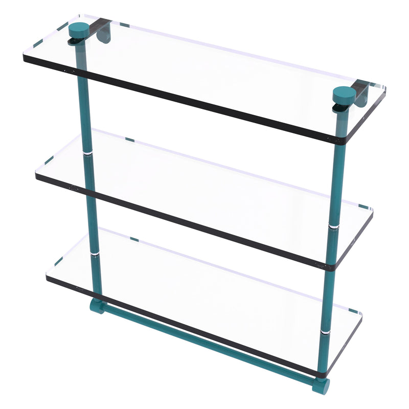 Triple Tiered Glass Shelf with Integrated Towel Bar